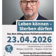 Informationsflyer für den Fachvortrag von Dr. Sebastian Schiel am 23. April 2026 in Lauterbach.