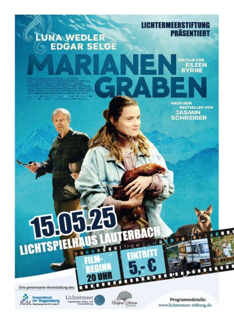 Flyer für die Filmvorführung „Marianengraben“ am 15.05.25 im Lichtspielhaus Lauterbach.